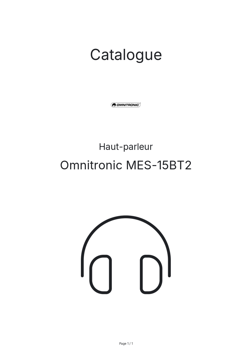 Page n°1 - Catalogue Omnitronic MES-15BT2