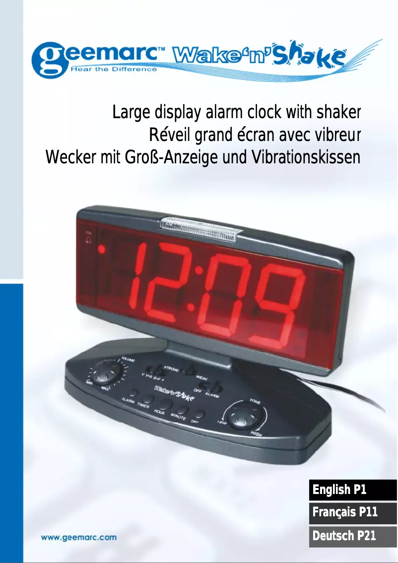 Page 1 de la notice Manuel utilisateur Geemarc Wake 'n Shake