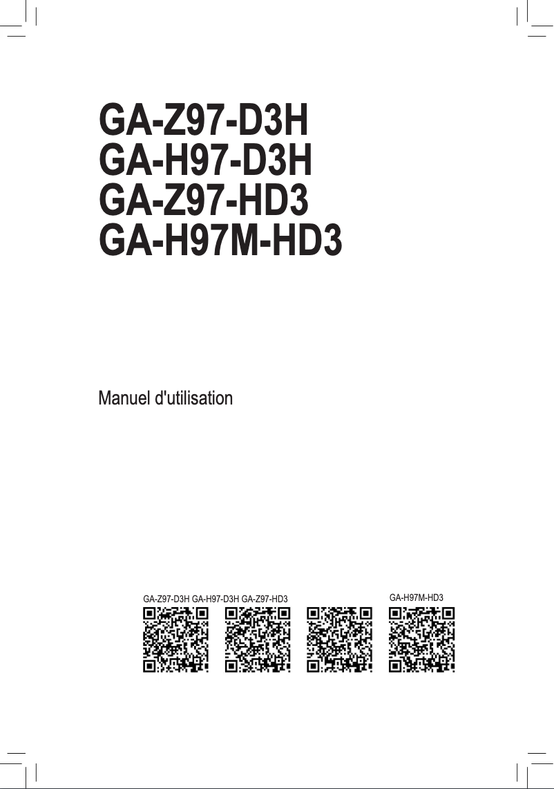Page 1 de la notice Manuel utilisateur Gigabyte GA-Z97-D3H