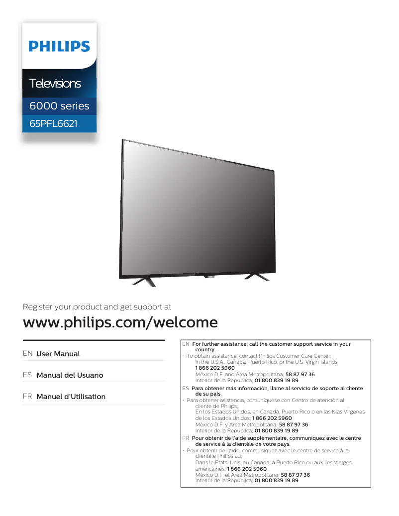 Image de la première page du manuel de l'appareil 65PFL6621