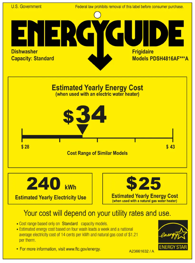 Page n°1 - Label énergétique Frigidaire PDSH4816AF