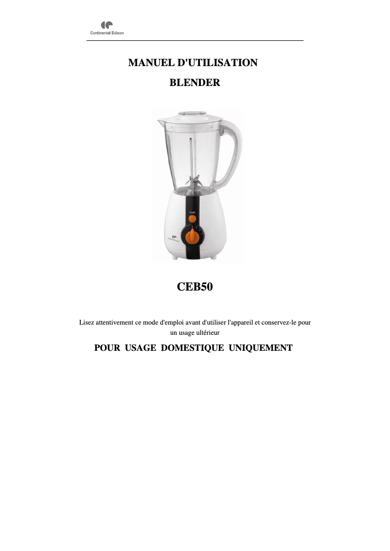 Página 1 del manual Manual de usuario Continental Edison CEB50