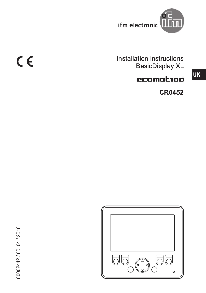 Page n°1 - Manuel utilisateur IFM EC0404
