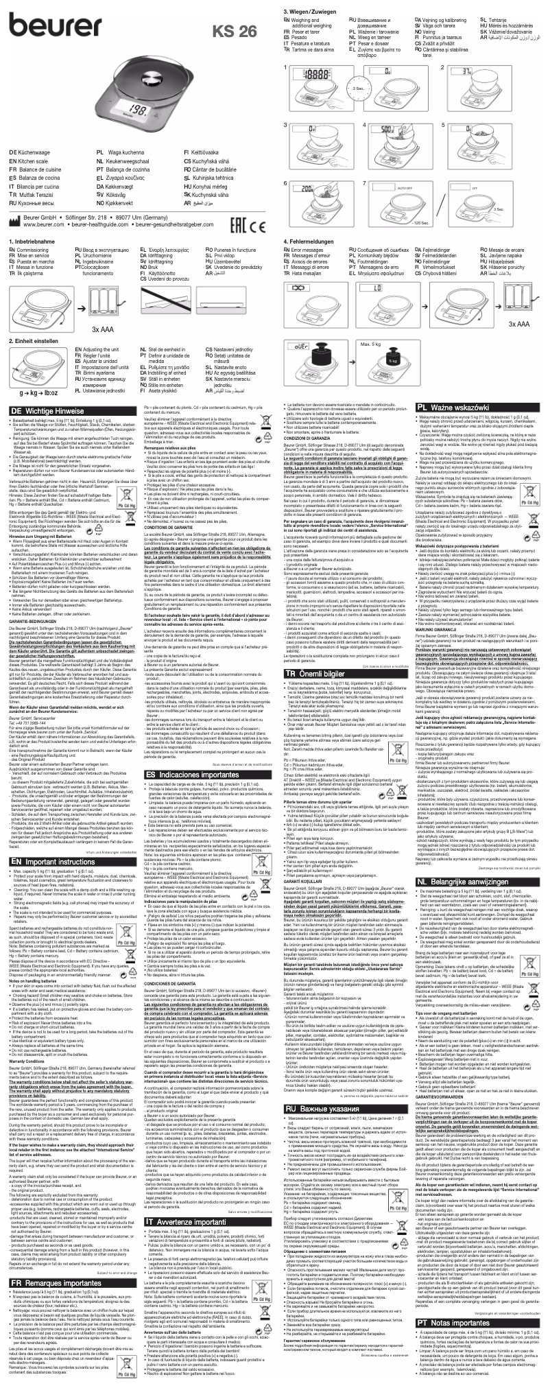 Page 1 de la notice Mode d'emploi Beurer KS 26