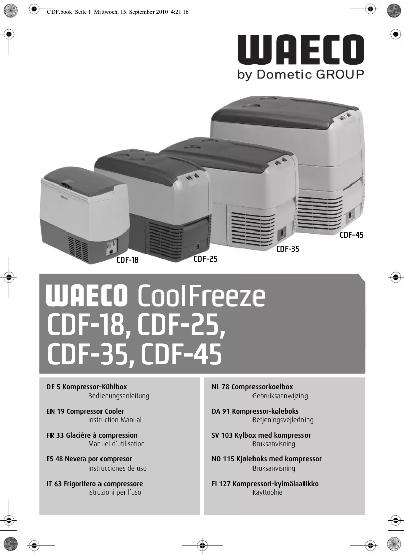 Page 1 de la notice Manuel utilisateur Waeco CoolFreeze CDF-45