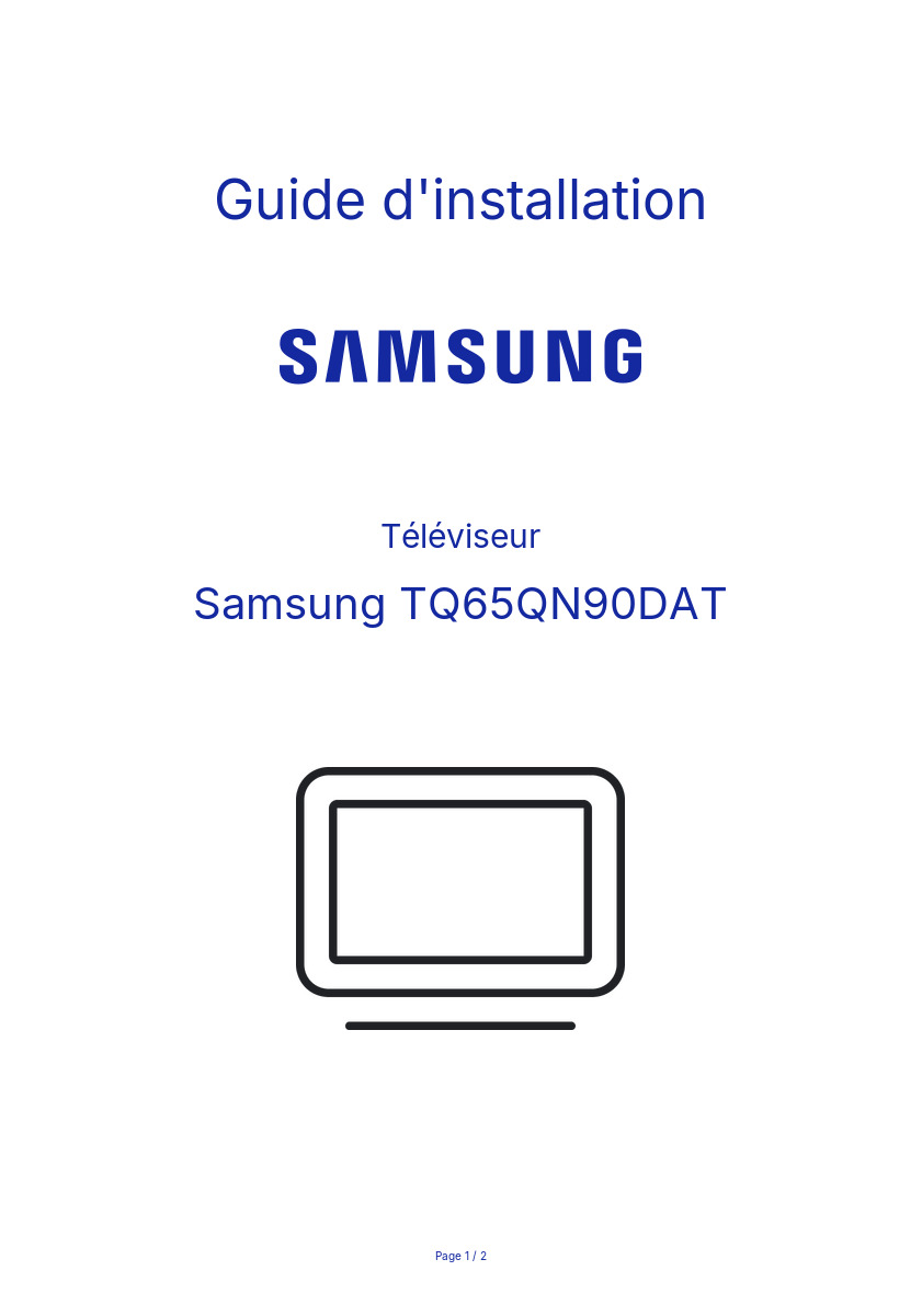 Page n°1 - Guide d'installation Samsung TQ65QN90DAT