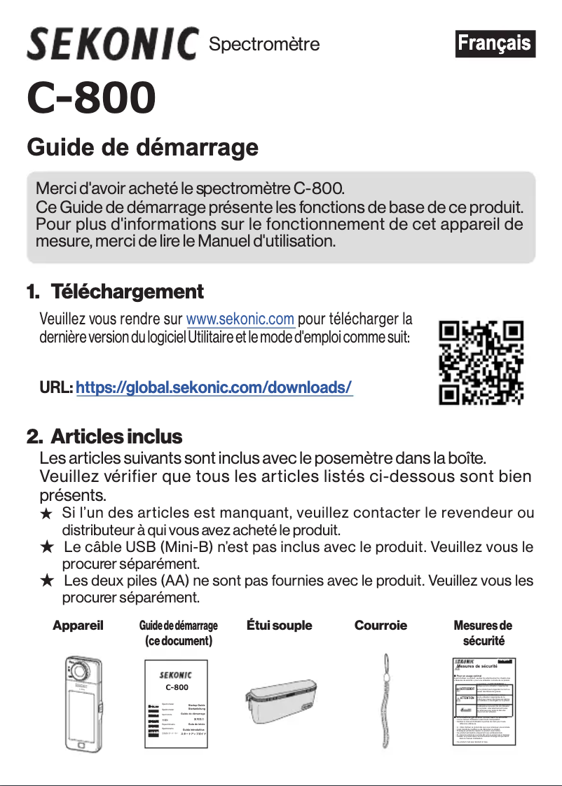 Image de la première page du manuel de l'appareil SpectroMaster C-800