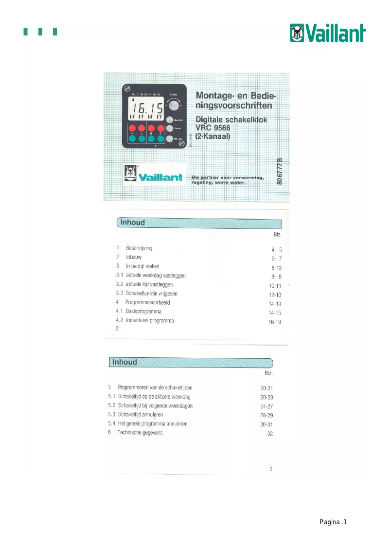 Page 1 de la notice Manuel utilisateur Vaillant VRC 9566