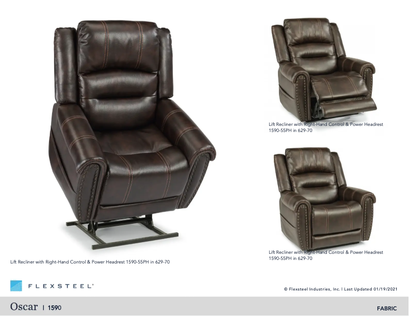 Page 1 de la notice Mode d'emploi Flexsteel Oscar 1590-55PH