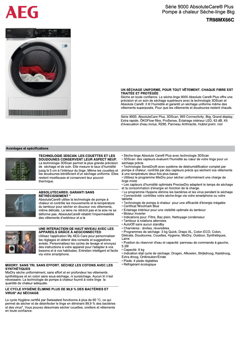 Page n°1 - Fiche technique AEG TR98MX66C