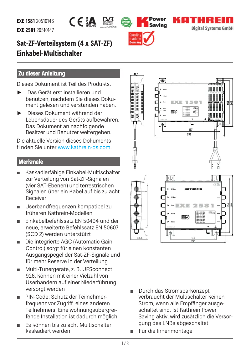 Página 1 del manual Manual de usuario Kathrein EXE 1581