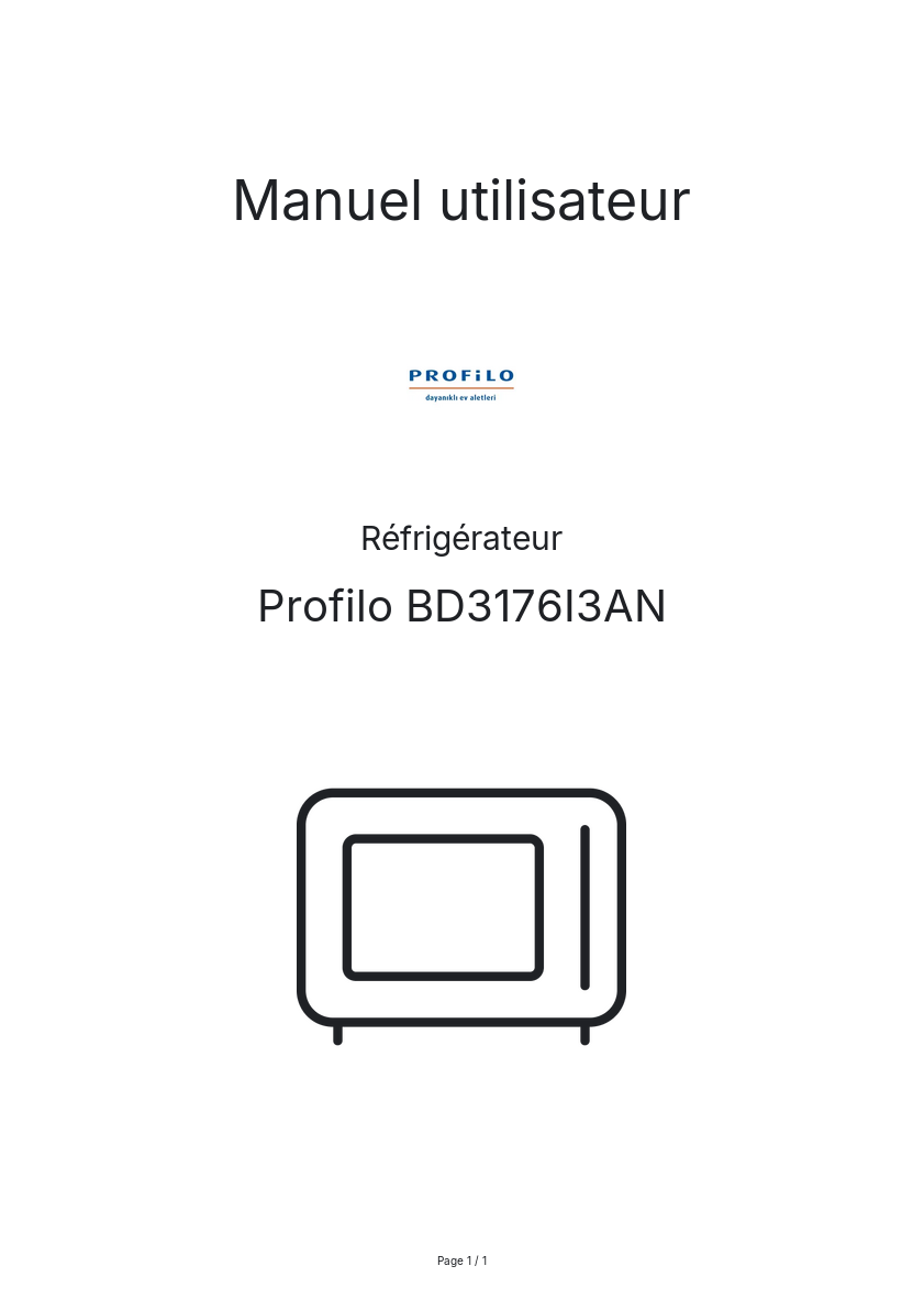 Image de la première page du manuel de l'appareil BD3176I3AN