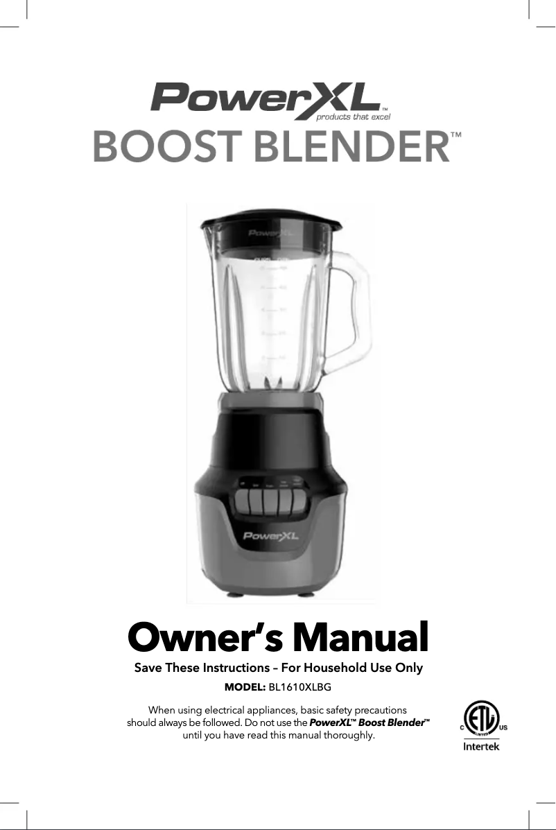 Image de la première page du manuel de l'appareil Boost Blender BL1610XLBG