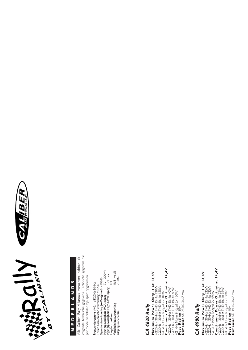 Image de la première page du manuel de l'appareil Rally CA 4900