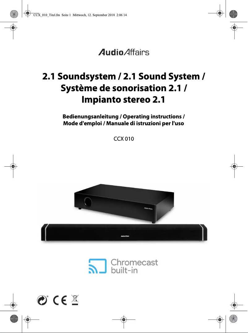 Image de la première page du manuel de l'appareil CCX 010