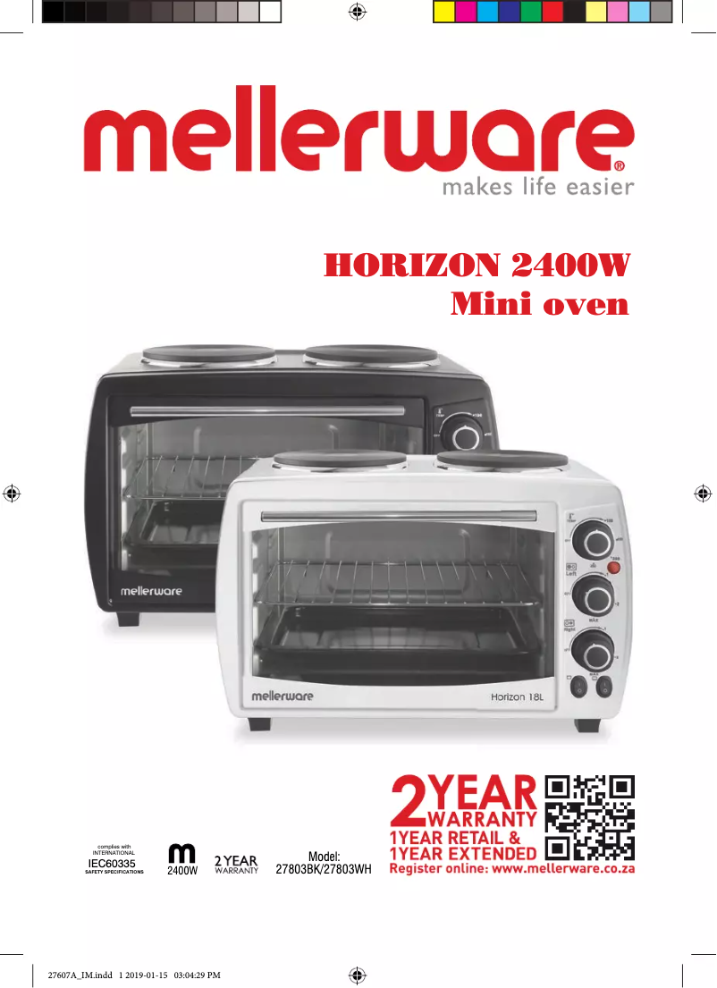 Image de la première page du manuel de l'appareil Horizon 27803BK