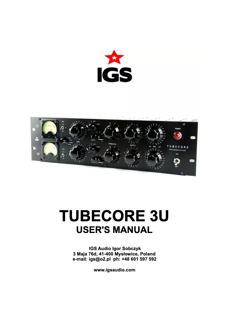 Page 1 de la notice Manuel utilisateur IGS Audio Tubecore 3U