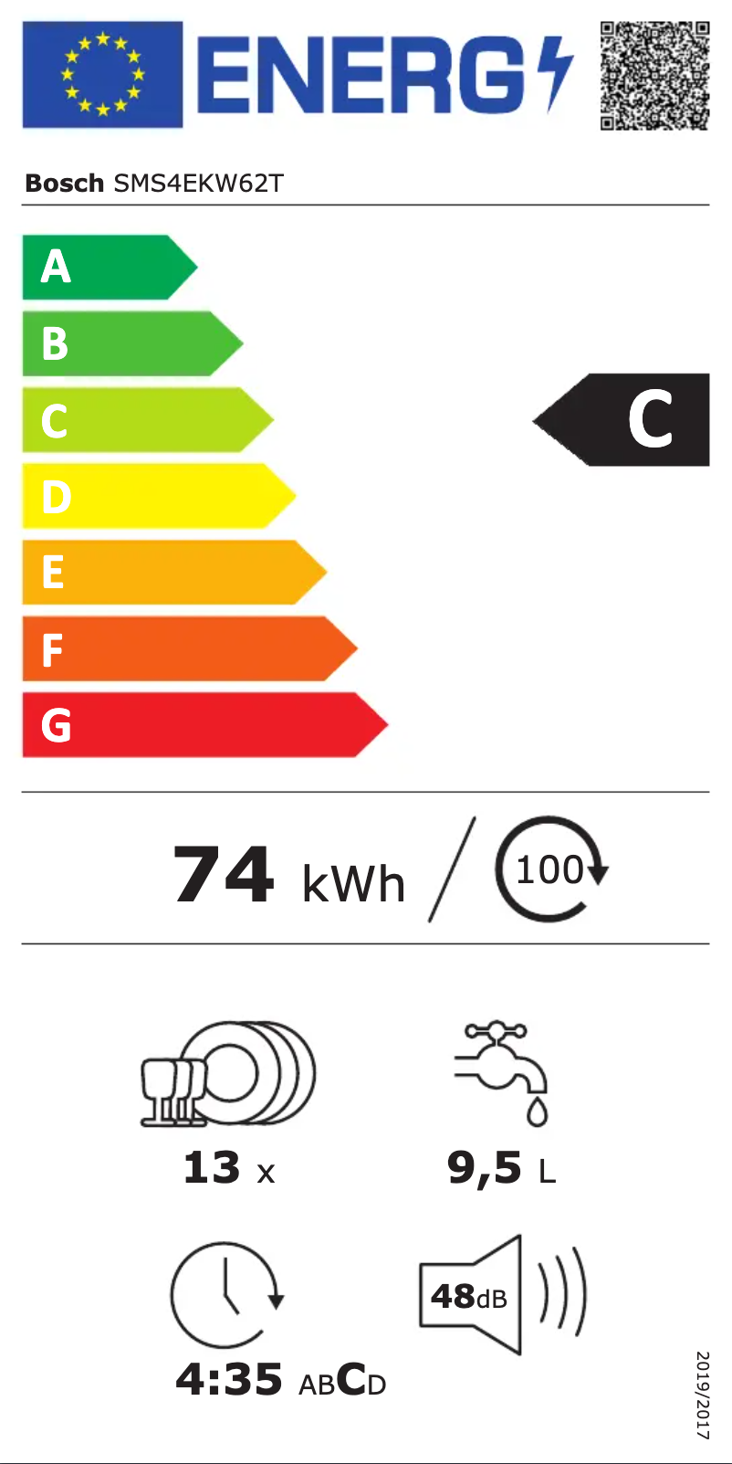Página 1 del manual Etiqueta energética Bosch SMS4EKW62T