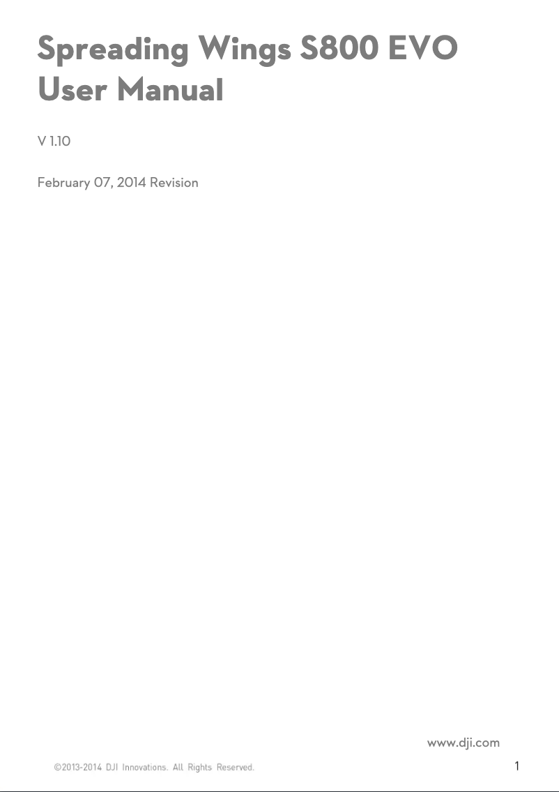Image de la première page du manuel de l'appareil Spreading Wings S800 EVO