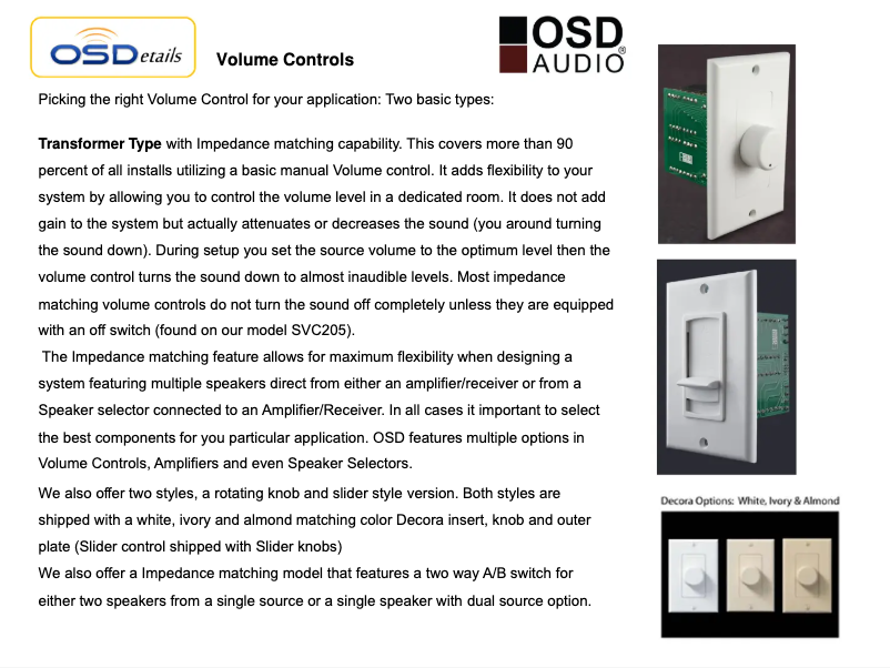 Page 1 de la notice Fiche technique OSD Audio SVC205