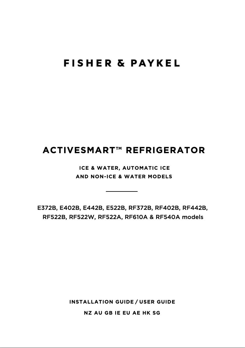 Page 1 de la notice Manuel utilisateur Fisher & Paykel RF522ADUSX4