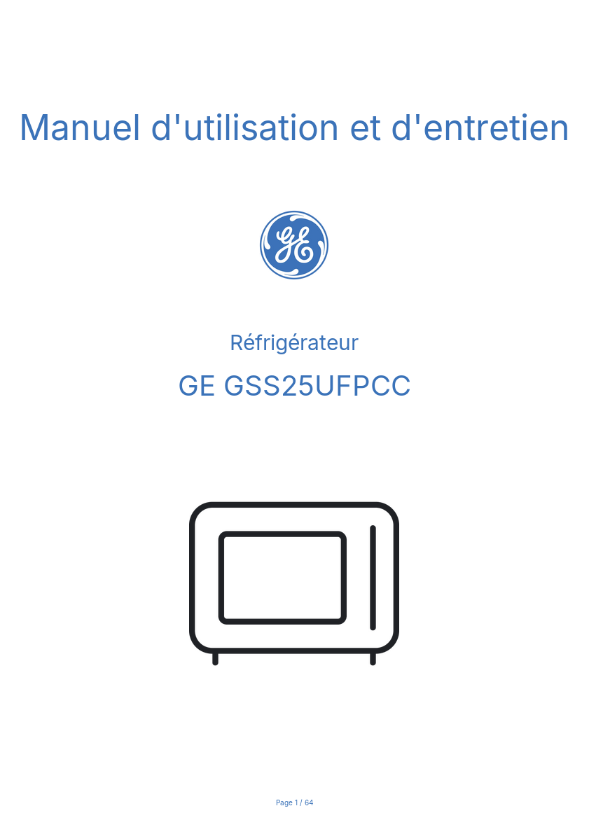 Image de la première page du manuel de l'appareil GSS25UFPCC