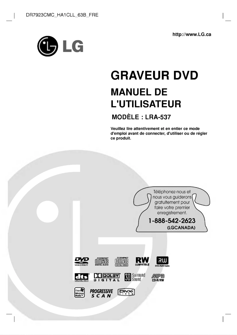 Page n°1 - Manuel utilisateur LG LRA-537