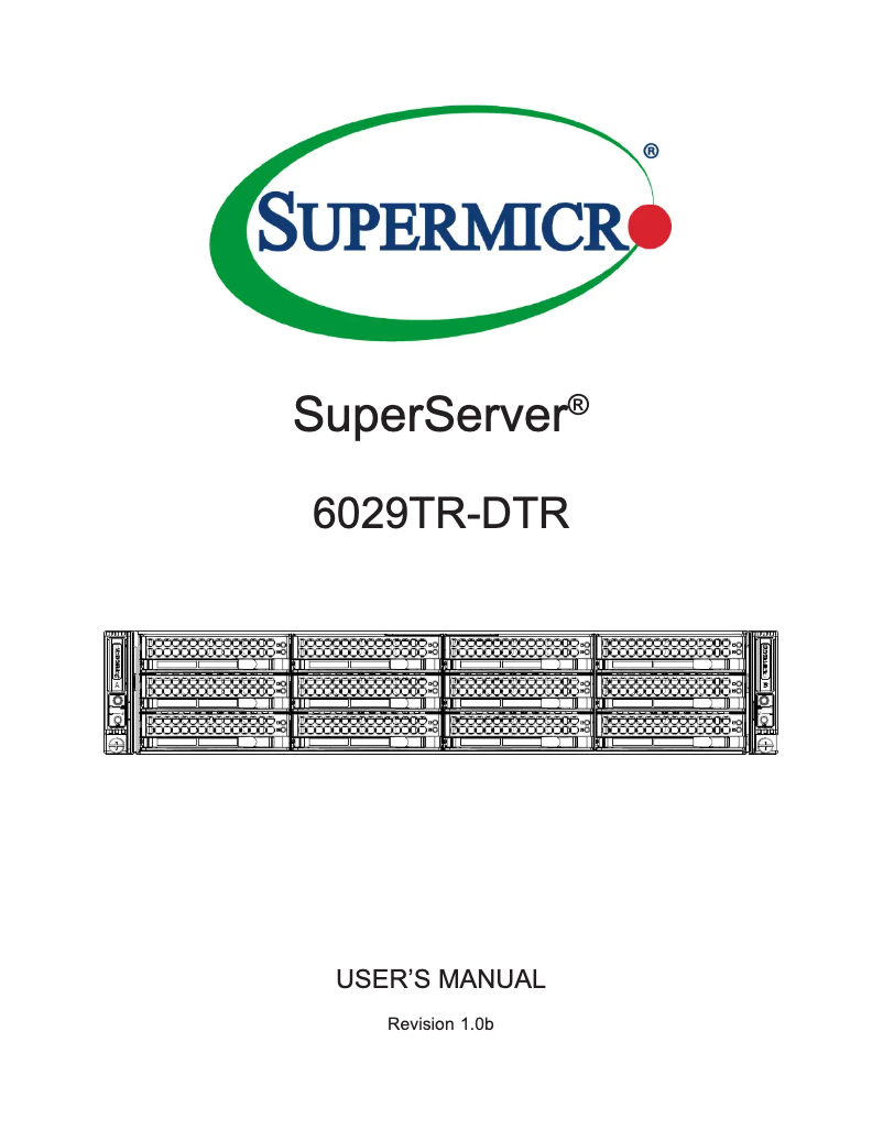 Image de la première page du manuel de l'appareil SuperServer 6029TR-DTR