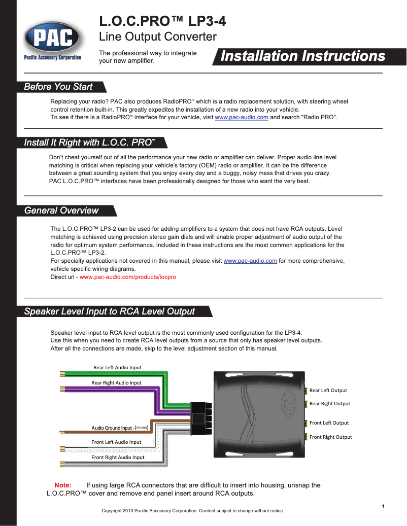 Image de la première page du manuel de l'appareil LP3-4