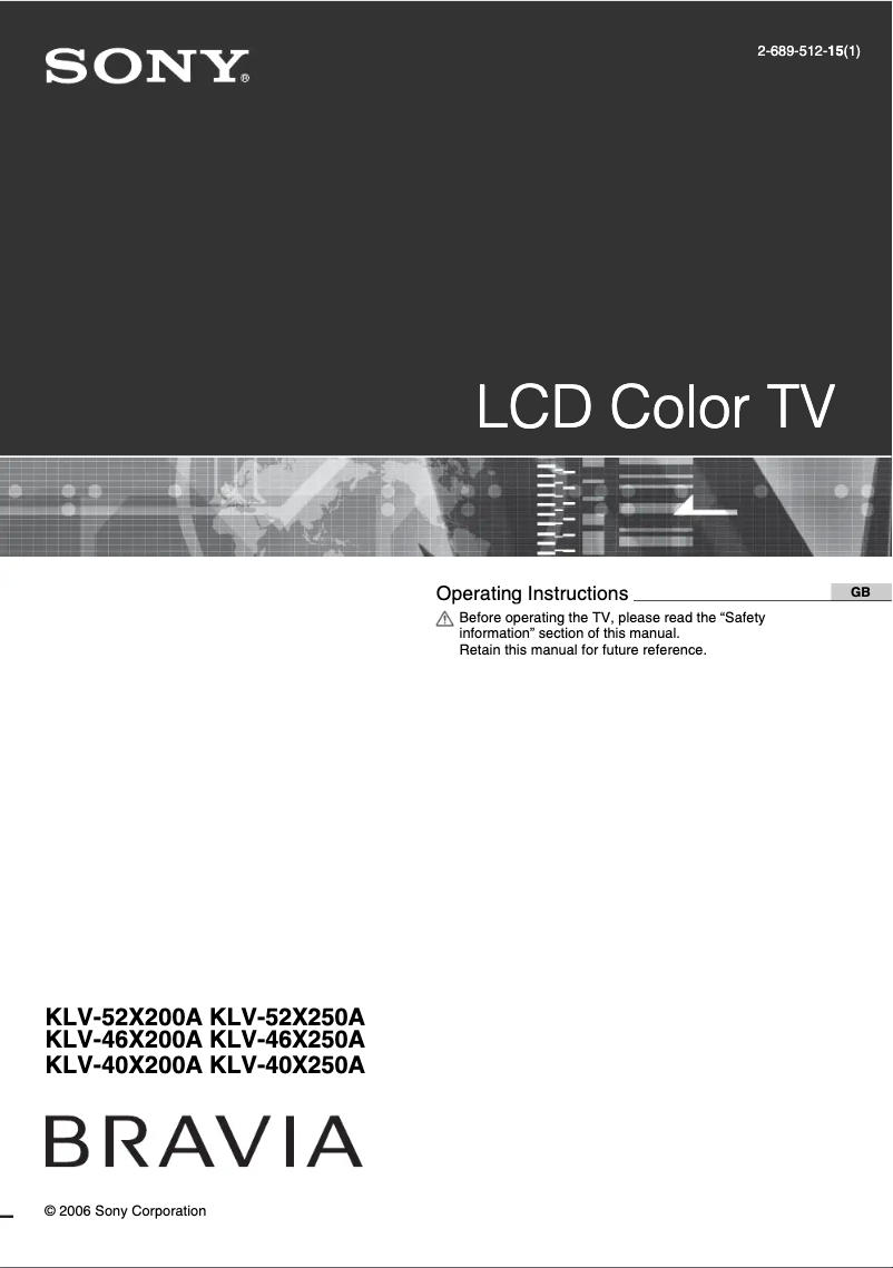Page n°1 - Manuel utilisateur Sony Bravia KLV-46X250A