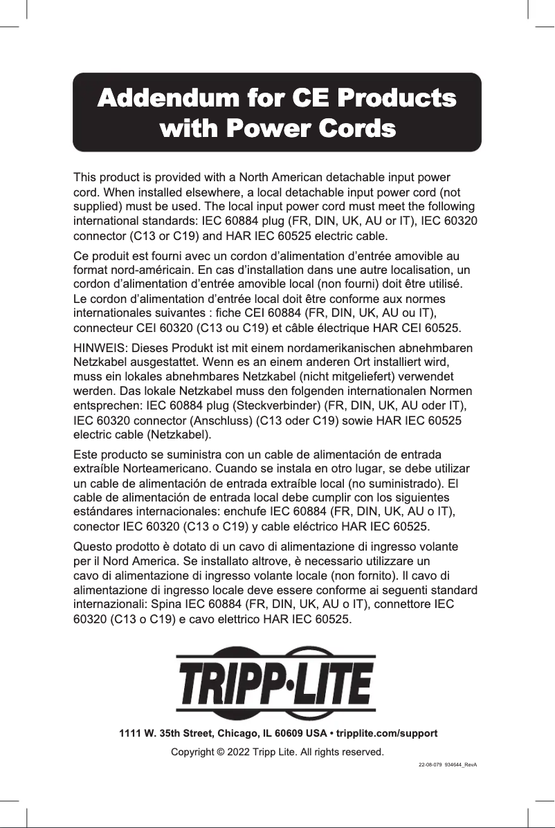 Page 1 de la notice Manuel utilisateur Tripp Lite B064-000-STN