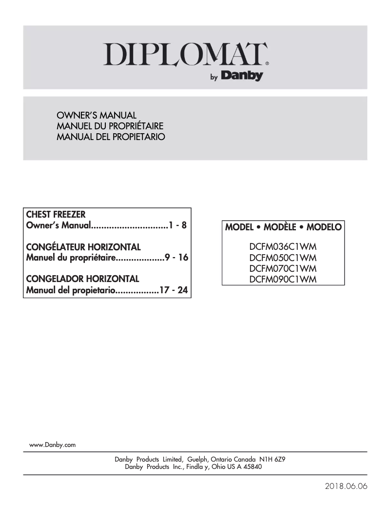 Image de la première page du manuel de l'appareil Diplomat DCF035B1WM