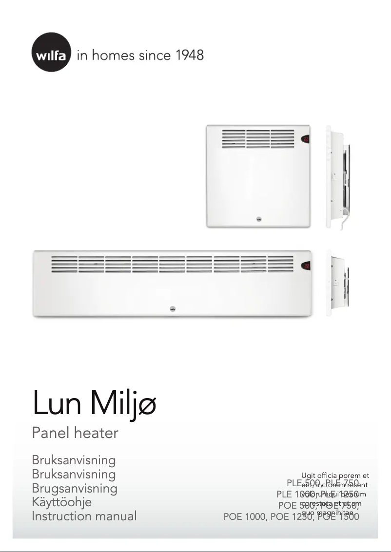 Page 1 de la notice Manuel utilisateur Wilfa Lun Miljø POE-1500
