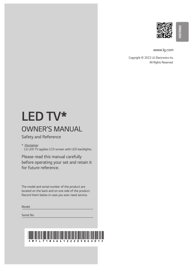 Page 1 de la notice Manuel utilisateur LG 75QNED86SQA