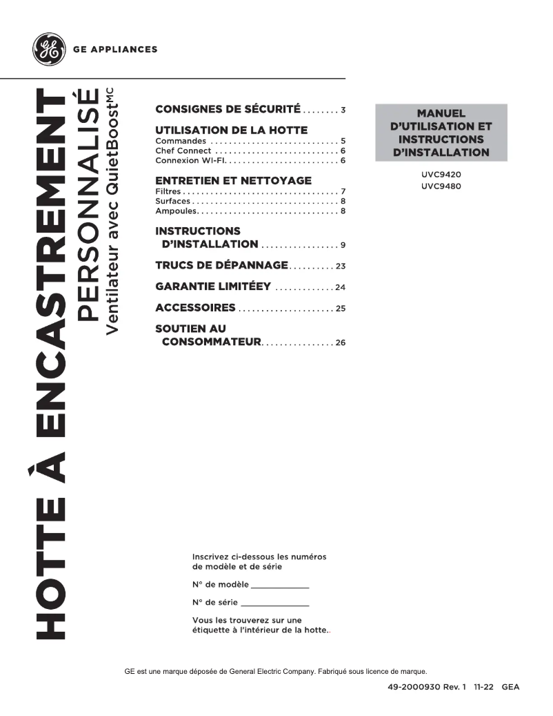 Image de la première page du manuel de l'appareil UVC9480SLSS