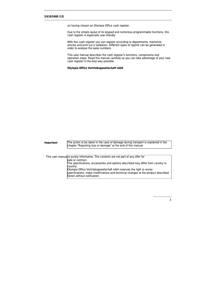 Page 1 de la notice Manuel utilisateur Olympia CM 1712