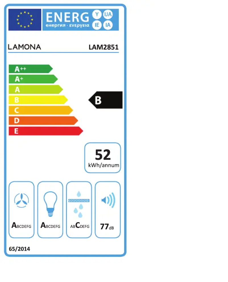 Page 1 de la notice Label énergétique Lamona LAM2851