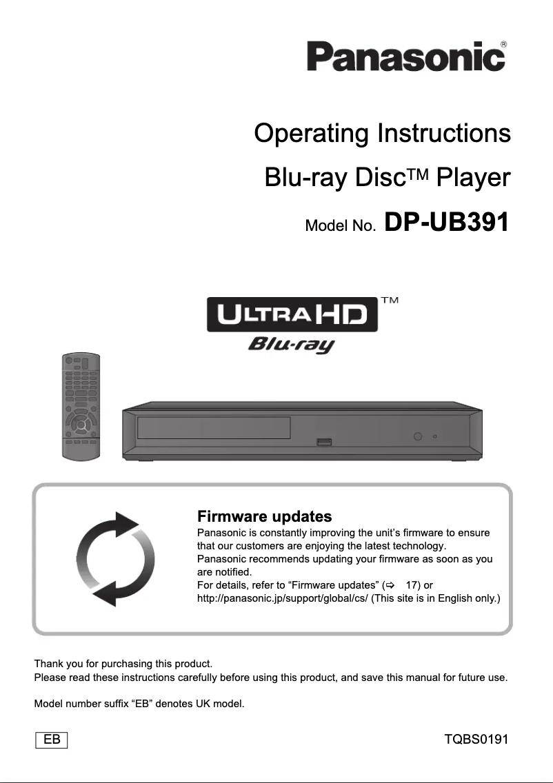 Page 1 de la notice Manuel utilisateur Panasonic DP-UB391