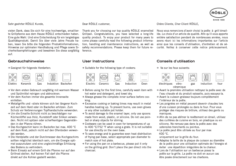 Page 1 de la notice Manuel utilisateur Rösle 26450
