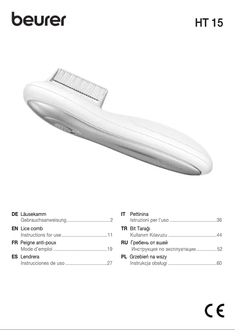 Page 1 de la notice Manuel utilisateur Beurer HT 15