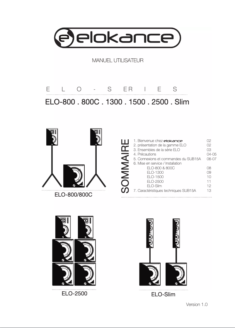 Page 1 de la notice Manuel utilisateur Elokance Elo-1600 Slim