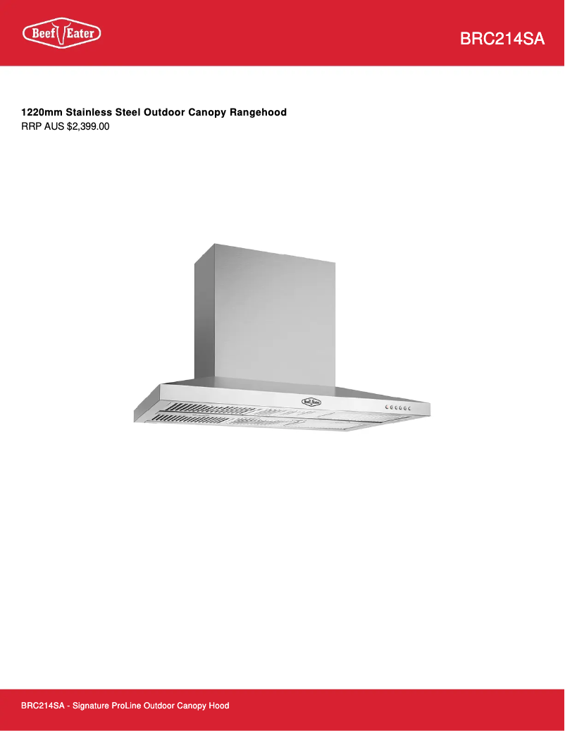 Page 1 de la notice Fiche technique BeefEater BRC214SA