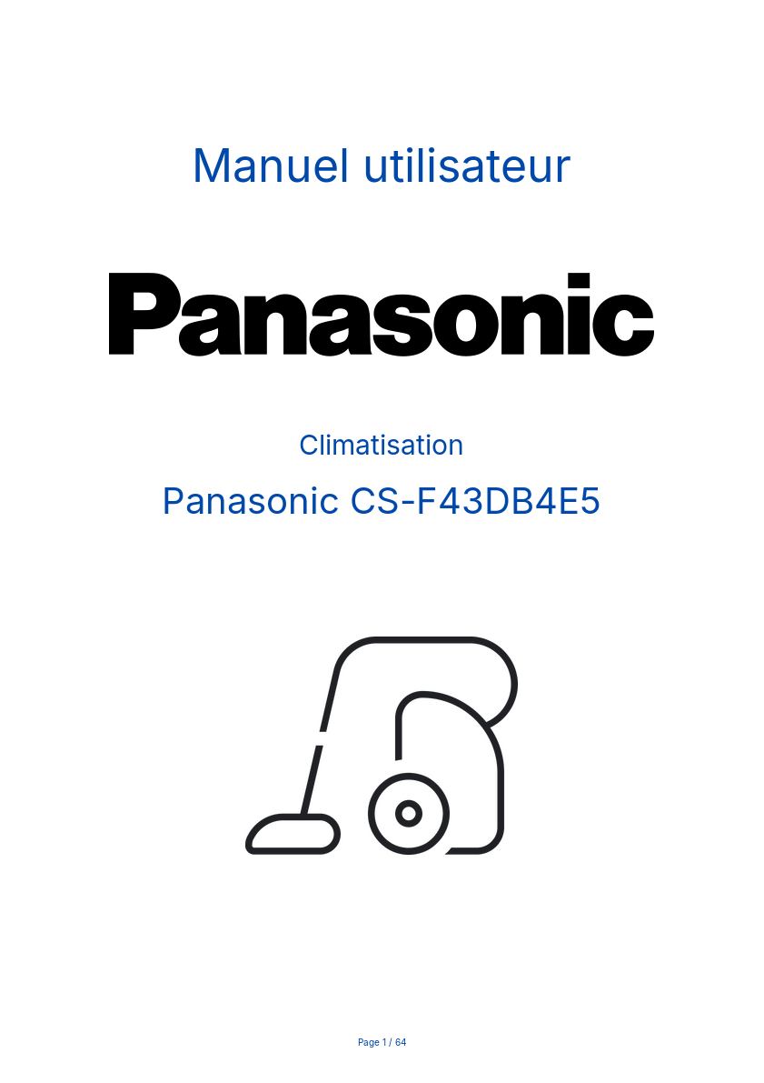 Page n°1 - Manuel utilisateur Panasonic CS-F43DB4E5