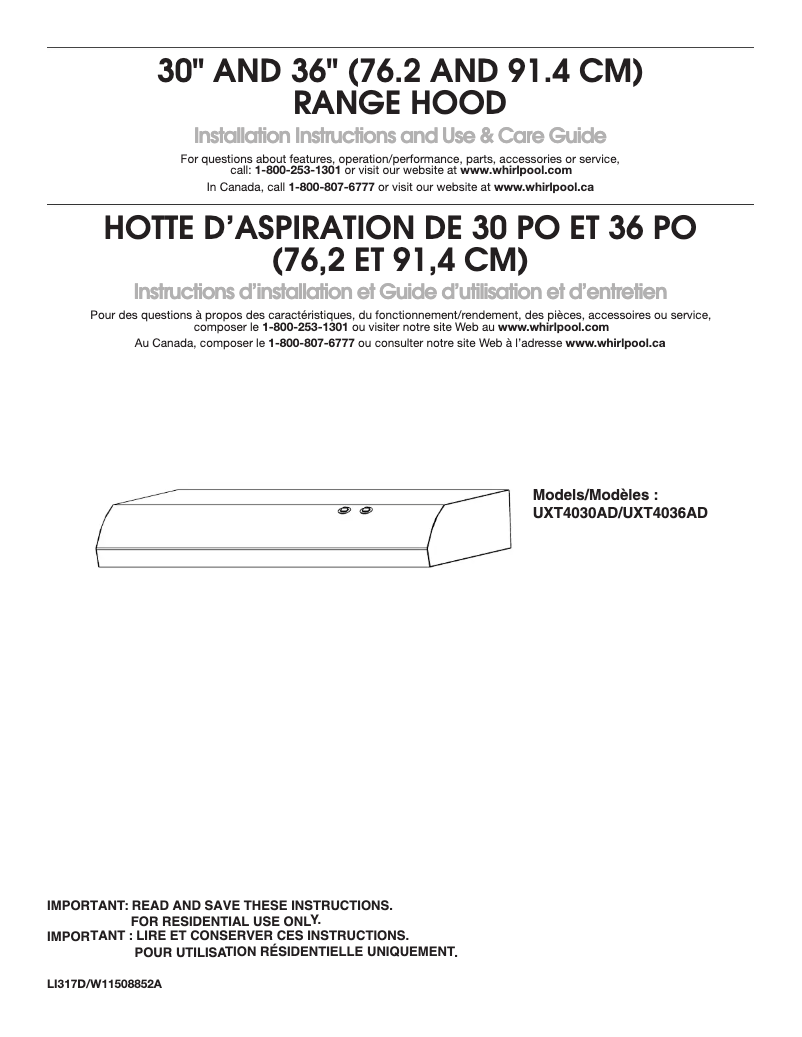 Image de la première page du manuel de l'appareil UXT4036ADB