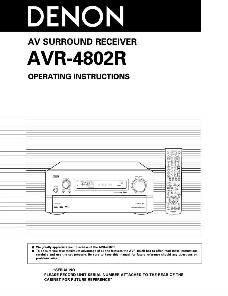 Page n°1 - Manuel utilisateur Denon AVR-4802R