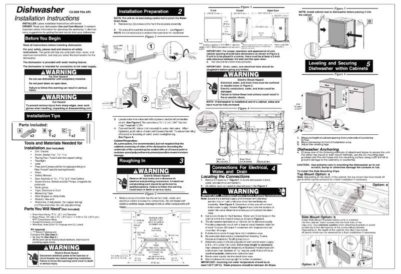 Page n°1 - Guide d'installation Frigidaire FDSP4501AS
