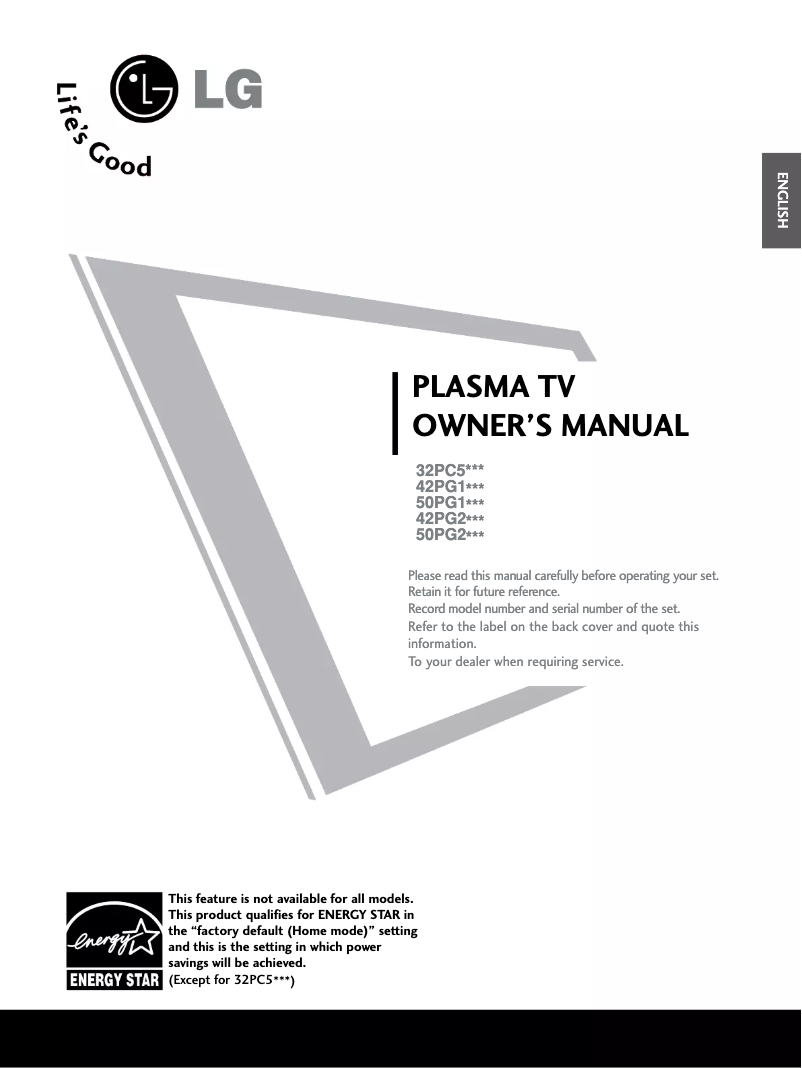 Page 1 de la notice Manuel utilisateur LG 32PC53