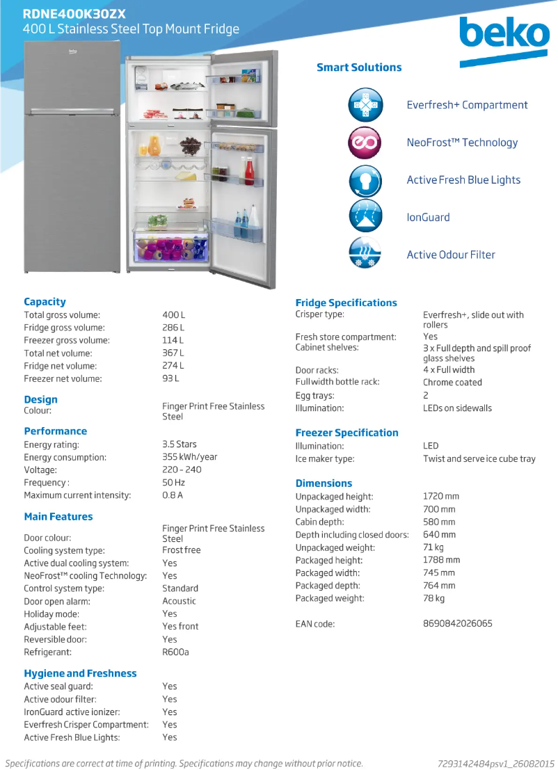 Image de la première page du manuel de l'appareil RDNE400K30ZX