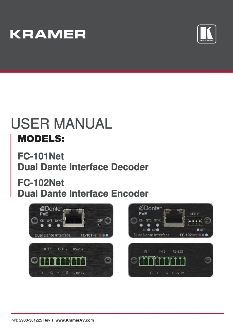 Page n°1 - Manuel utilisateur Kramer FC-101Net
