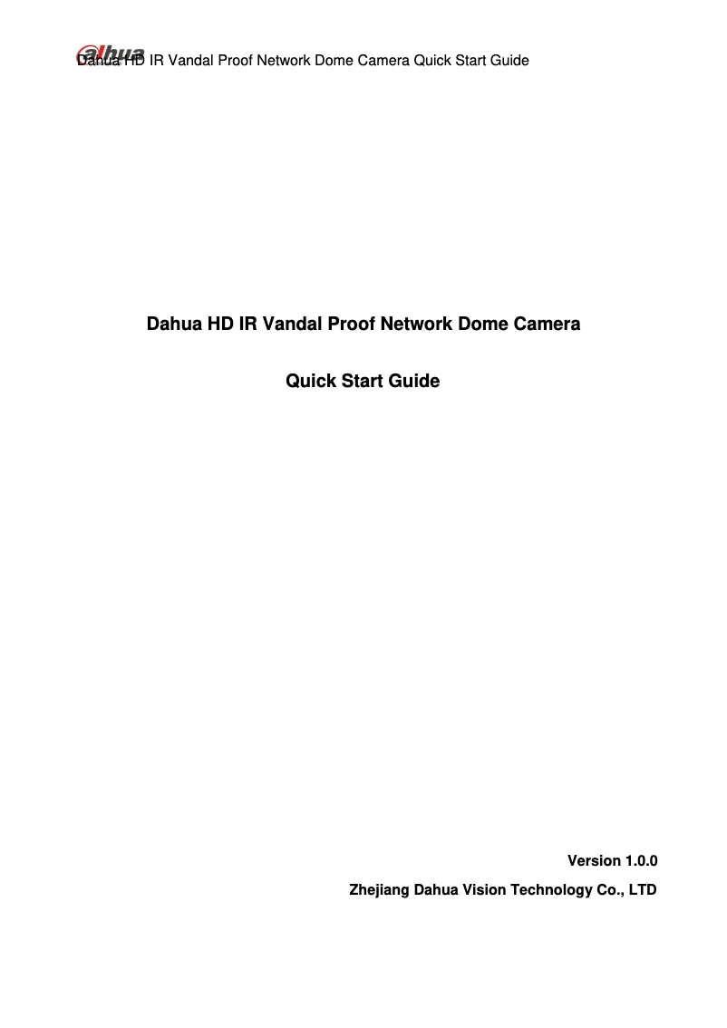 Page n°1 - Manuel utilisateur Dahua Technology DH-IPC-HDBW1531E